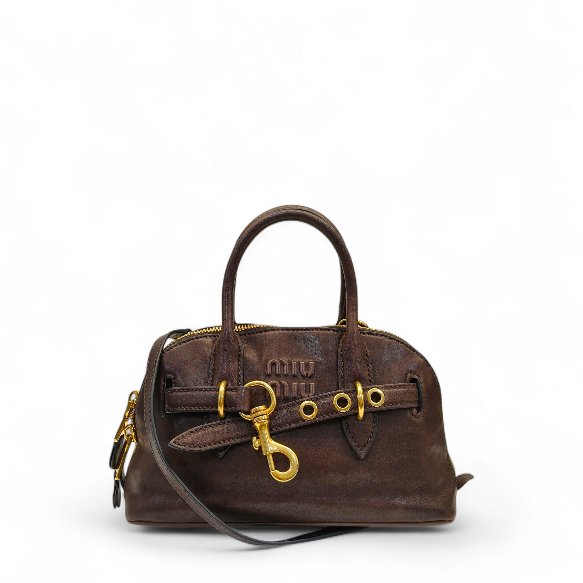 Miu Miu Aventure Nappa Leather Top Handle Bag