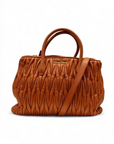Miu Miu Matelasse Hand Bag Leather 2way Orange Gold