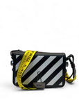 Off-White Binder Clip Diag Black/ White/ Yellow Leather Crossbody Bag