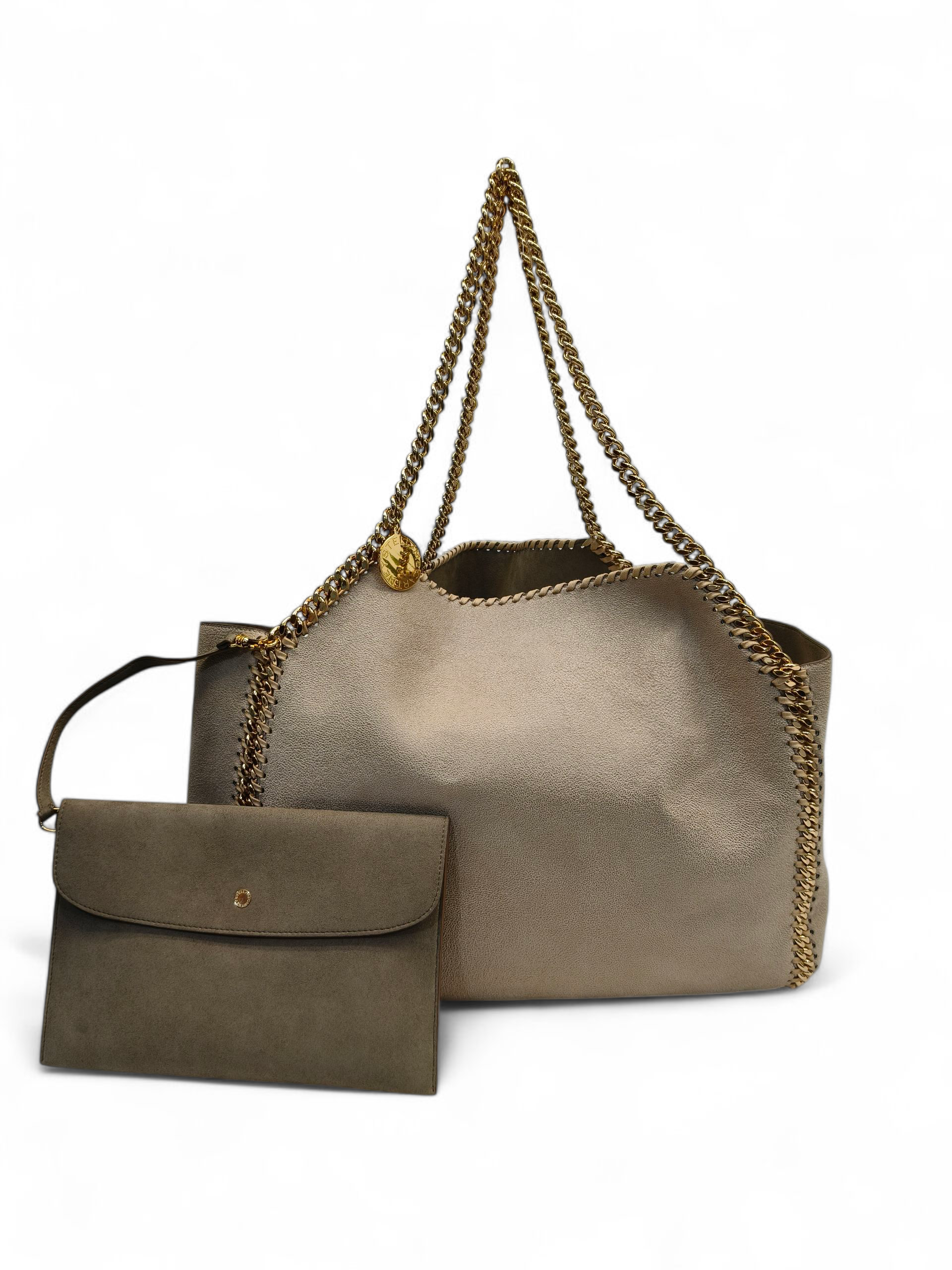 Stella McCartney Beige/Grey Faux Suede Reversible Falabella Shopper Tote