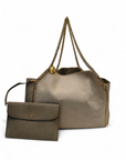 Stella McCartney Beige/Grey Faux Suede Reversible Falabella Shopper Tote