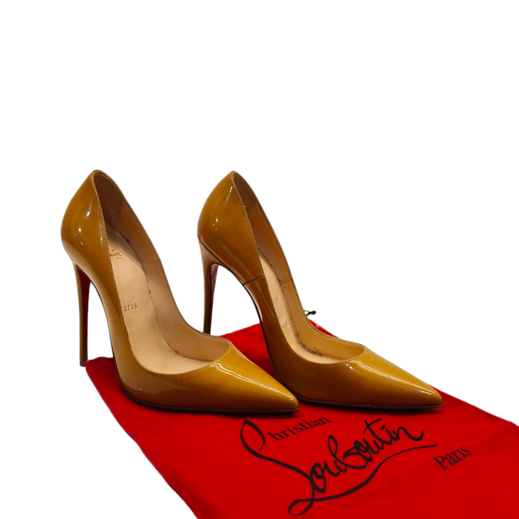 Christian Louboutin Beige Patent Leather So Kate Pumps EU 36.5