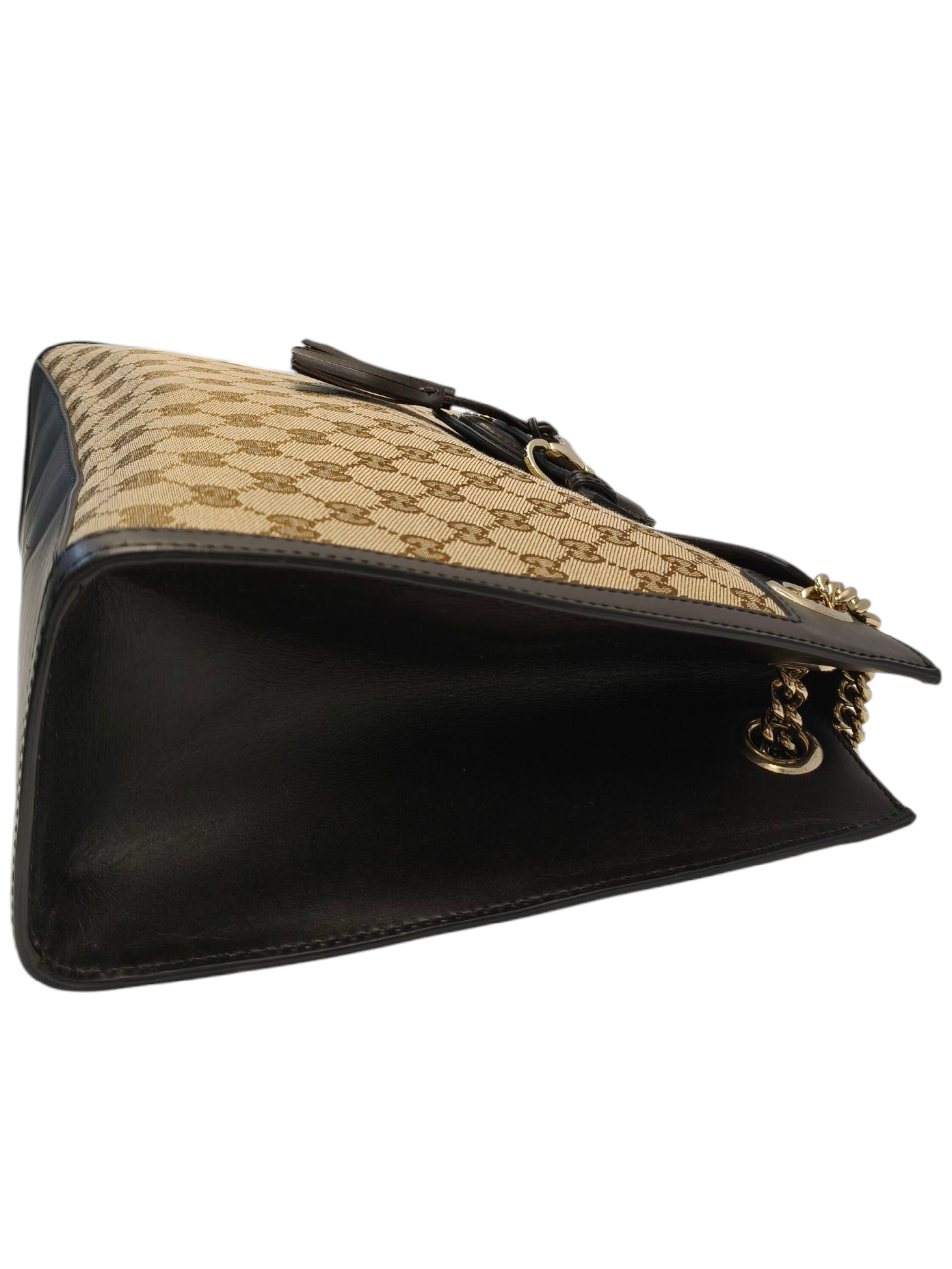 Gucci Brown/Beige GG Canvas and Leather Large Emily Shoulder Bag