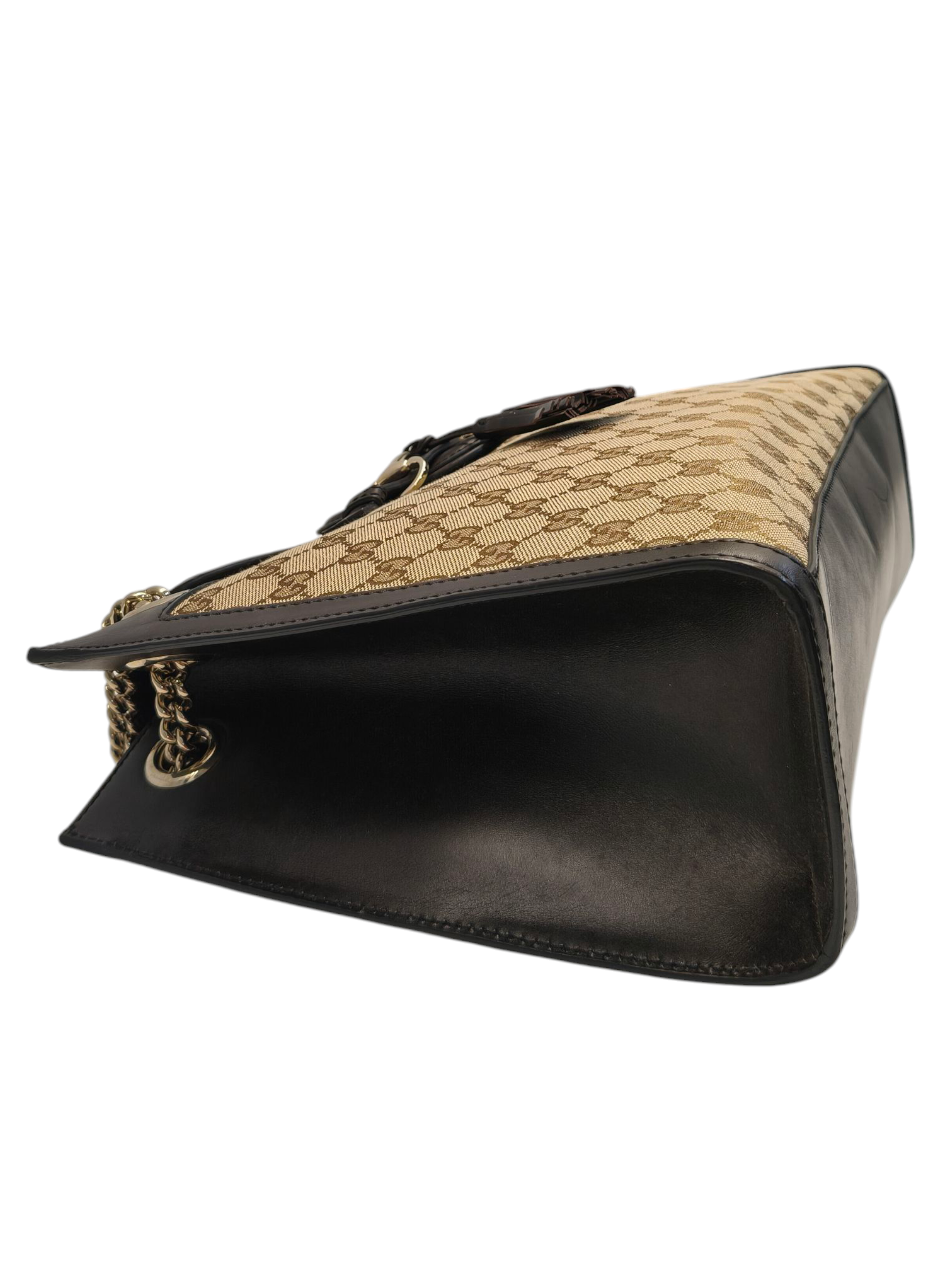 Gucci Brown/Beige GG Canvas and Leather Large Emily Shoulder Bag