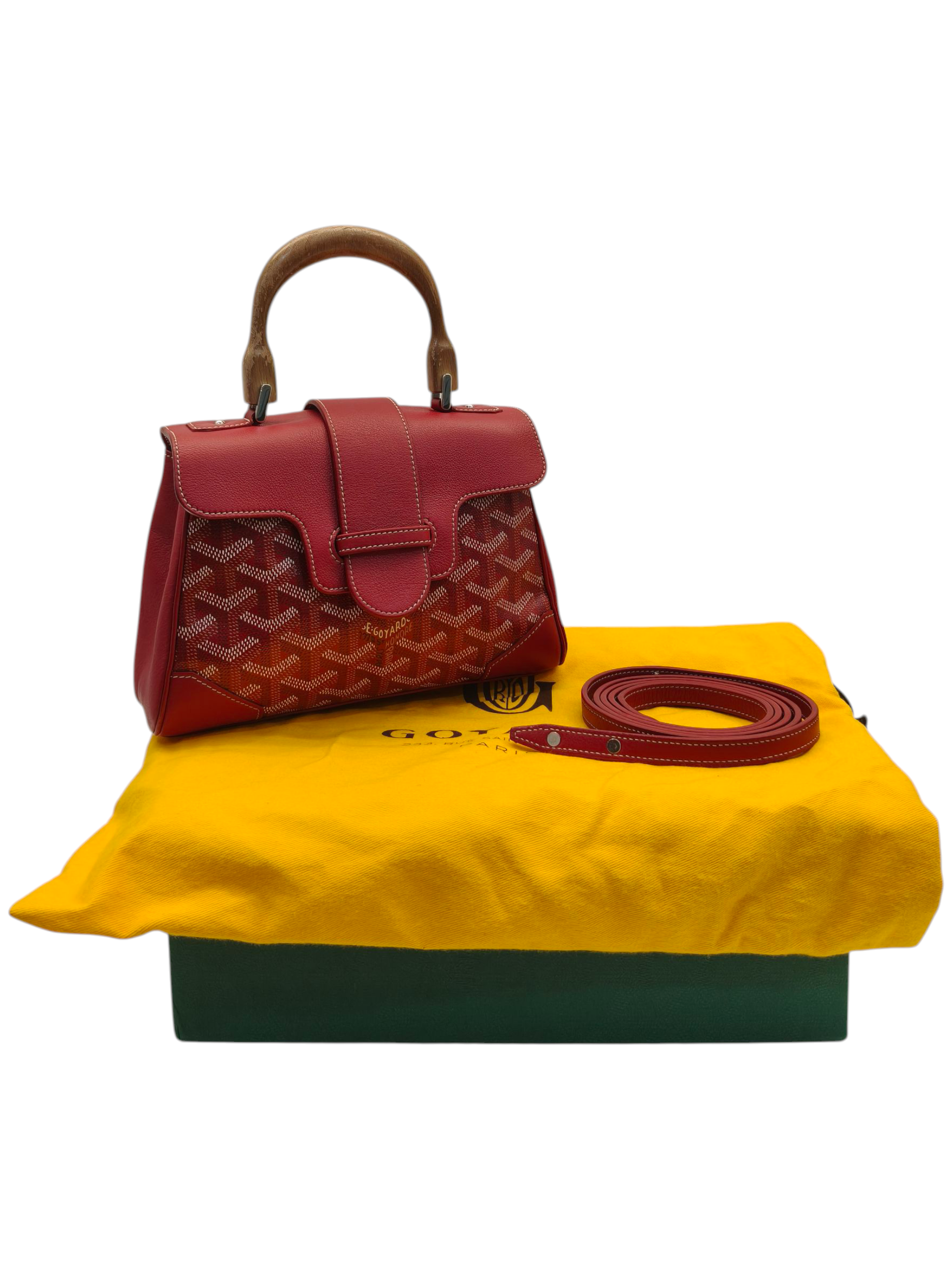 Goyard Goyardine Mini Saigon Coated Red Canvas and Leather Top Handle Bag