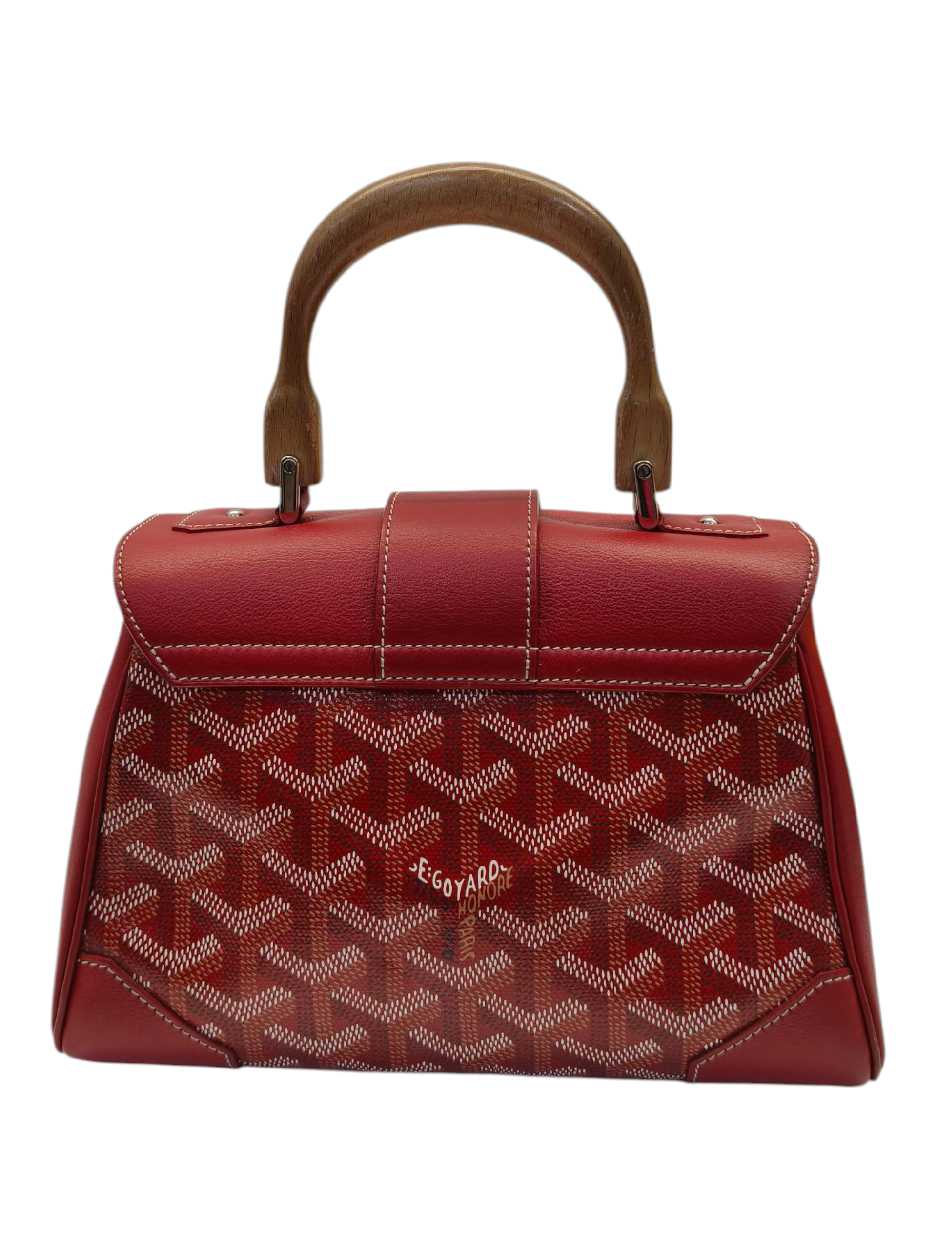 Goyard Goyardine Mini Saigon Coated Red Canvas and Leather Top Handle Bag
