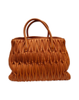 Miu Miu Matelasse Hand Bag Leather 2way Orange Gold