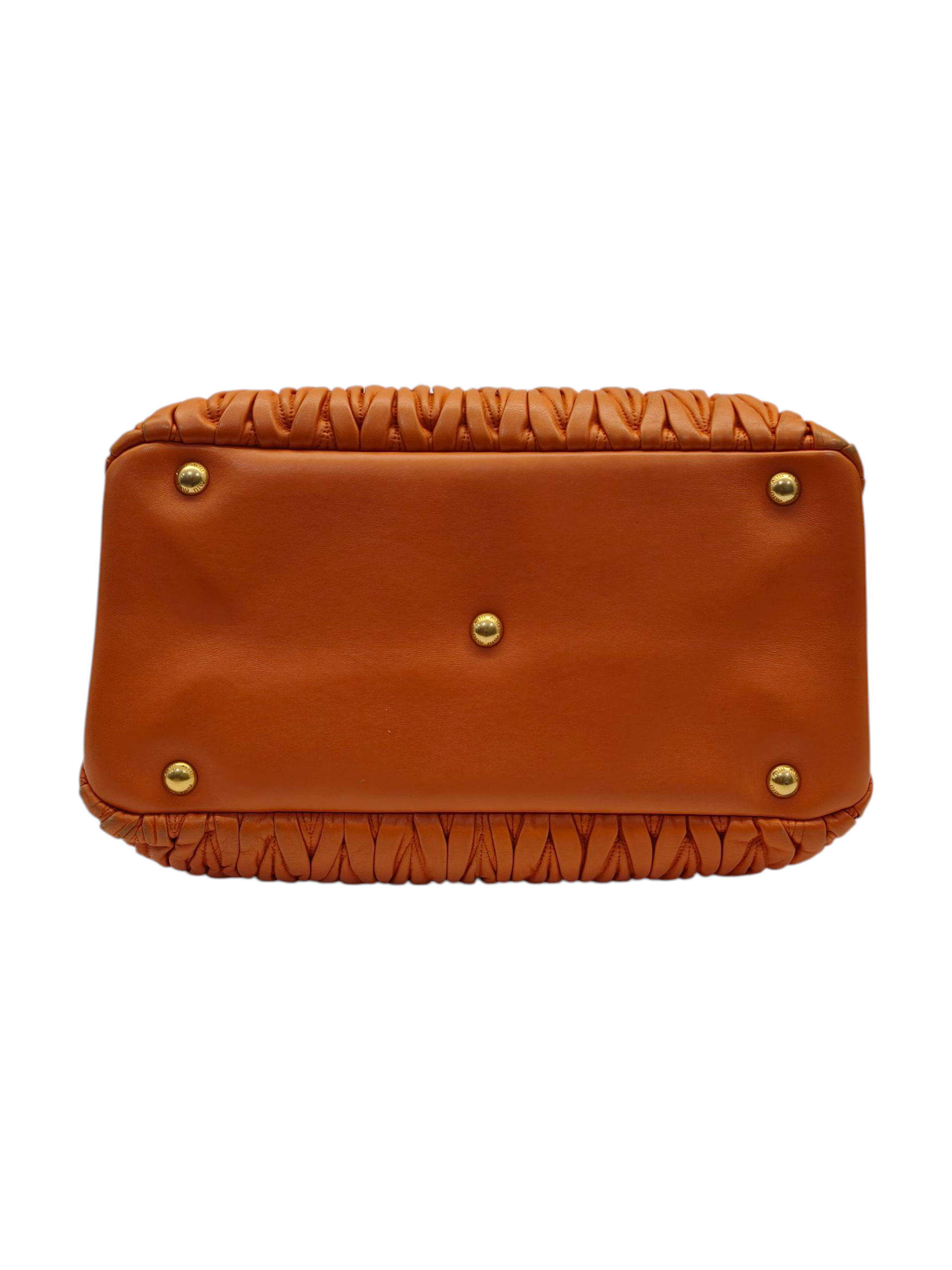 Miu Miu Matelasse Hand Bag Leather 2way Orange Gold