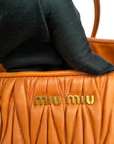 Miu Miu Matelasse Hand Bag Leather 2way Orange Gold