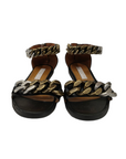 Stella McCartney Faux Leather Chain Black Link Ankle Strap Flat Sandals EU 38