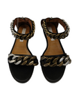 Stella McCartney Faux Leather Chain Black Link Ankle Strap Flat Sandals EU 38