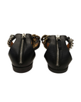 Stella McCartney Faux Leather Chain Black Link Ankle Strap Flat Sandals EU 38