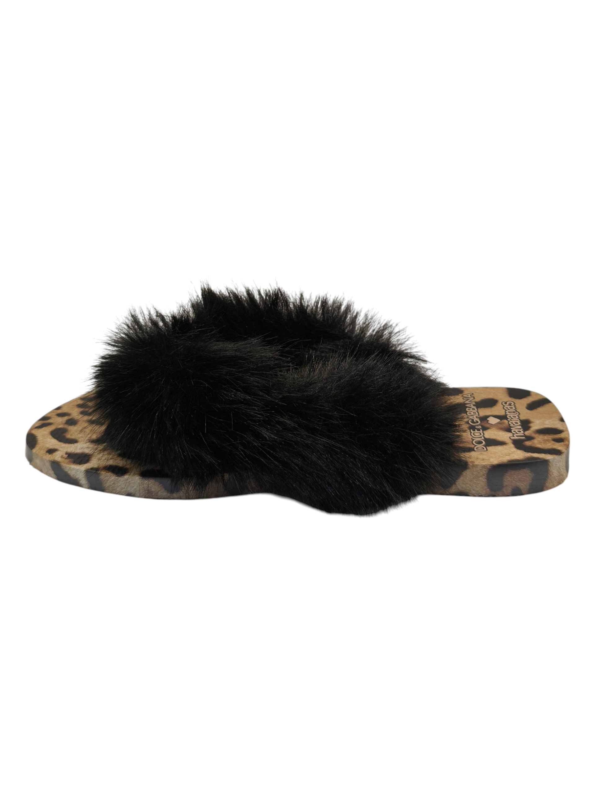 Dolce & Gabbana X Havaianas Leopard Print Faux Fur Flip Flops EU 37