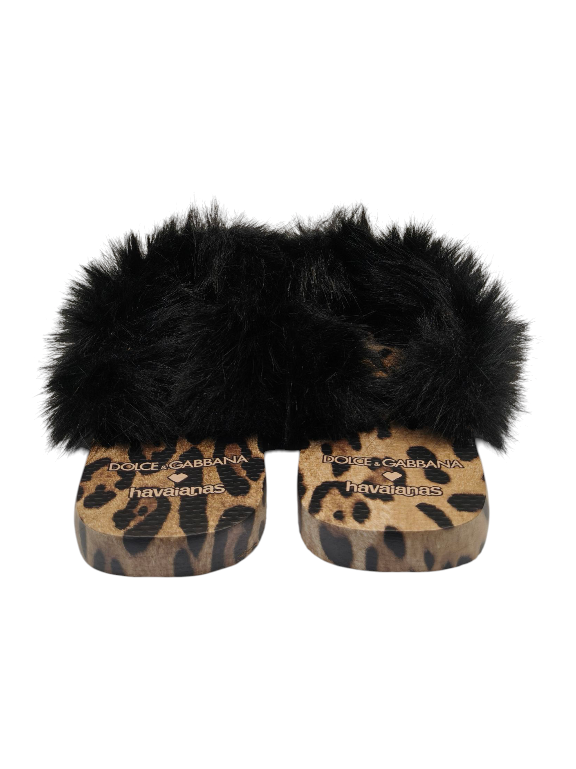 Dolce & Gabbana X Havaianas Leopard Print Faux Fur Flip Flops EU 37