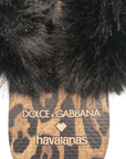 Dolce & Gabbana X Havaianas Leopard Print Faux Fur Flip Flops EU 37