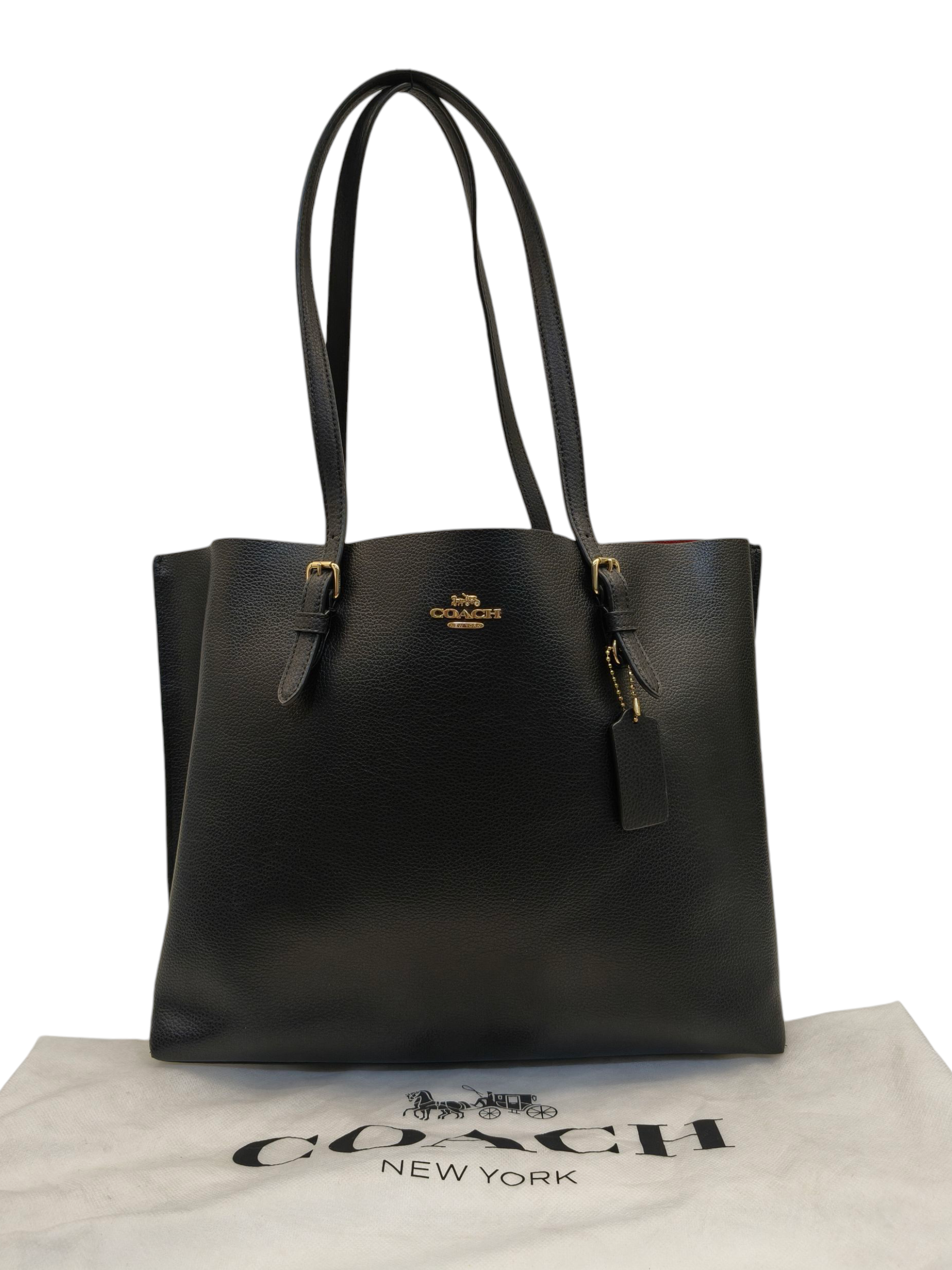 Coach Mollie 25 Black Leather Tote Bag