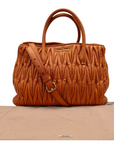 Miu Miu Matelasse Hand Bag Leather 2way Orange Gold