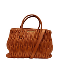 Miu Miu Matelasse Hand Bag Leather 2way Orange Gold
