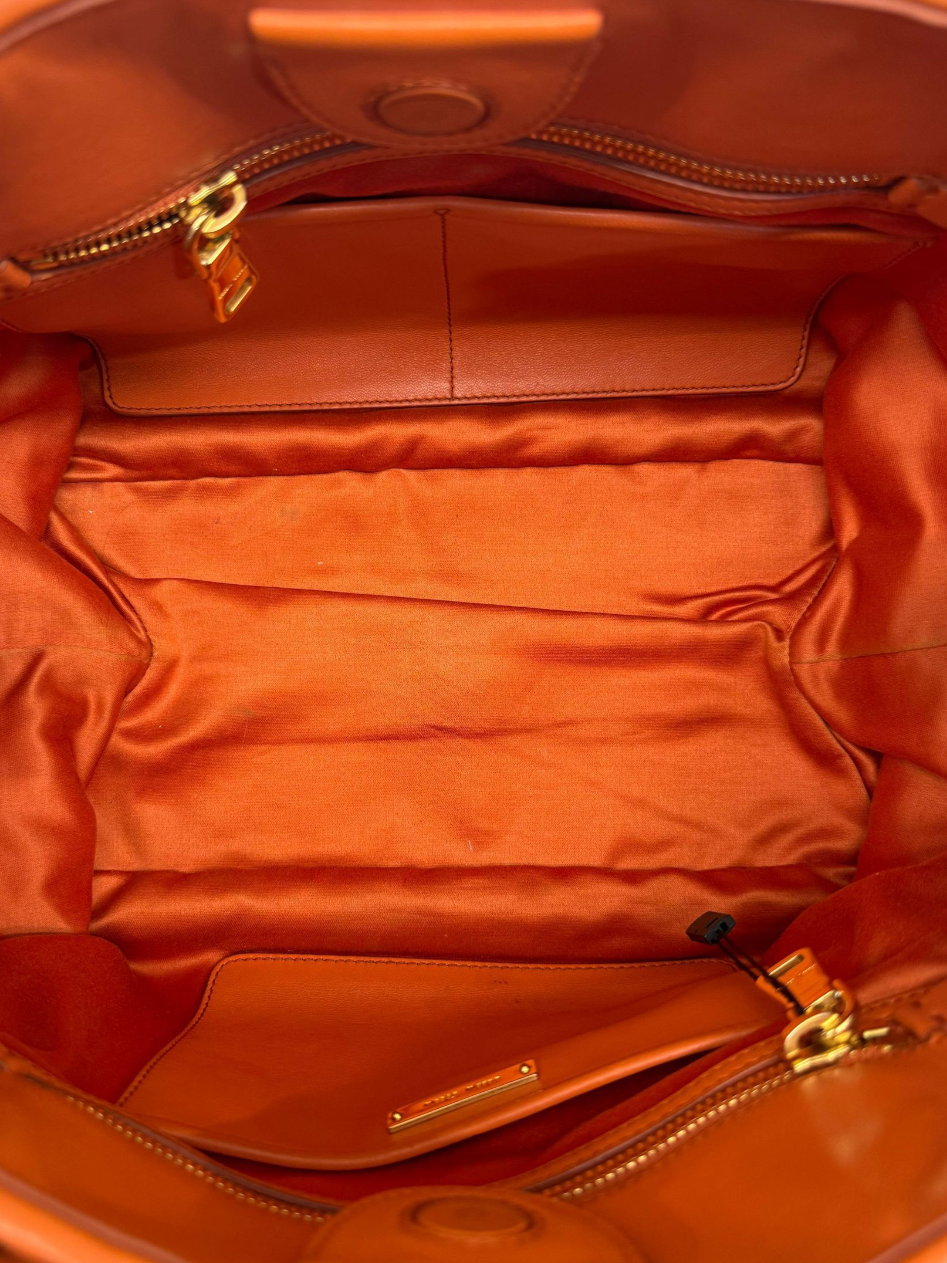 Miu Miu Matelasse Hand Bag Leather 2way Orange Gold