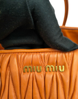Miu Miu Matelasse Hand Bag Leather 2way Orange Gold