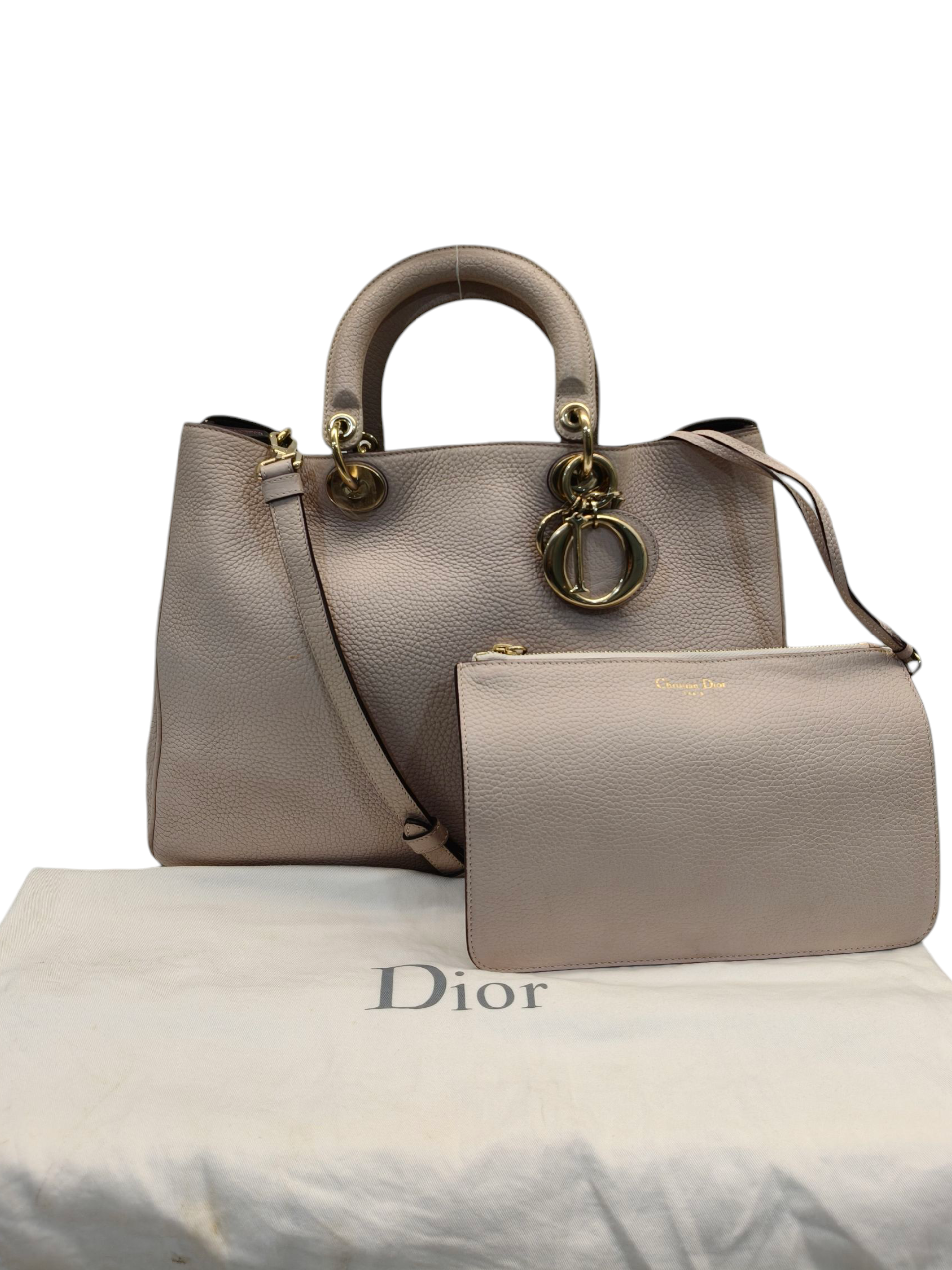 Dior Beige Diorissimo Leather Medium Shopper Tote Bag