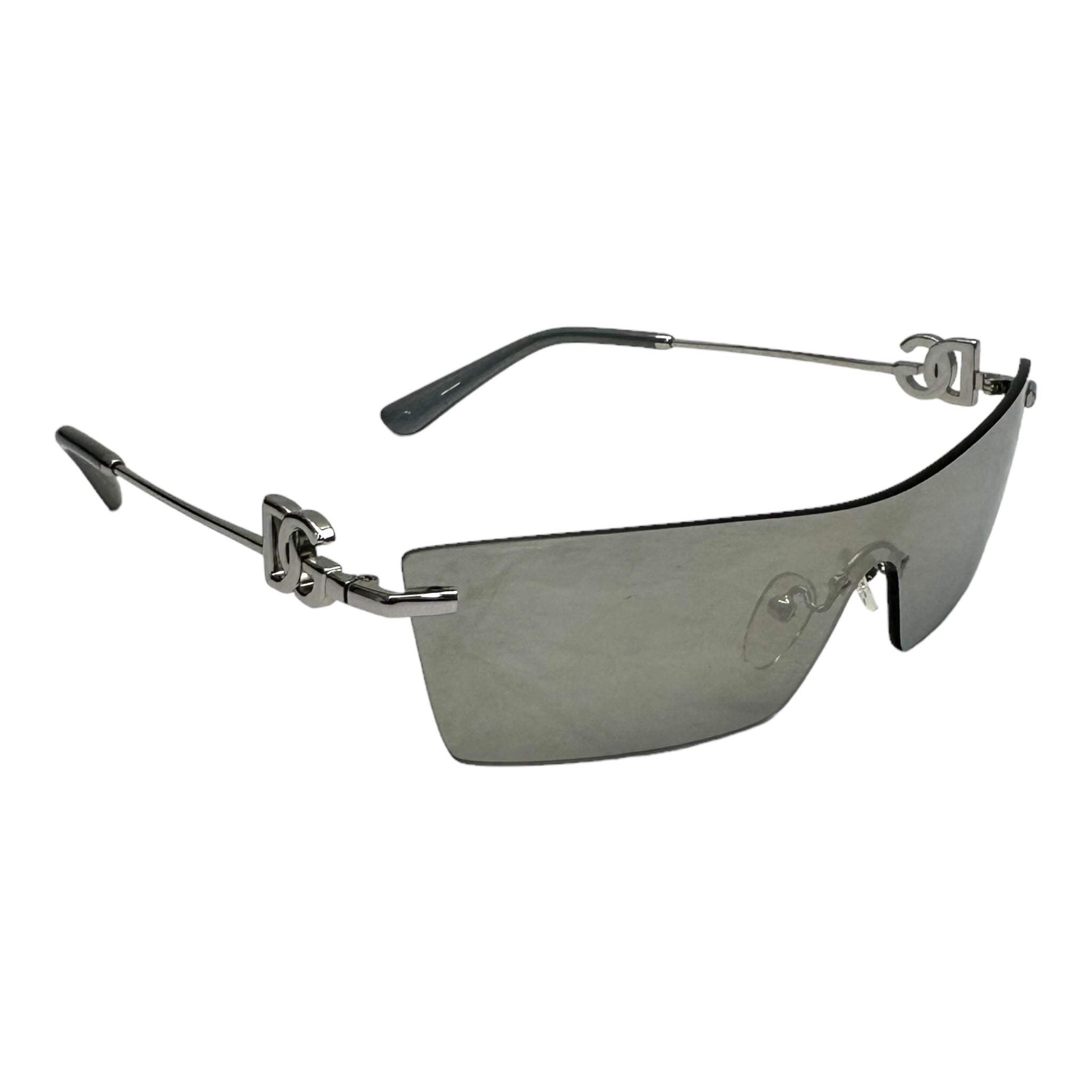 Dolce Gabbana Silver Mirror Shield Sunglasses