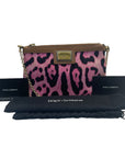 Dolce and Gabbana Leopard Print Denim Chain Shoulder Bag