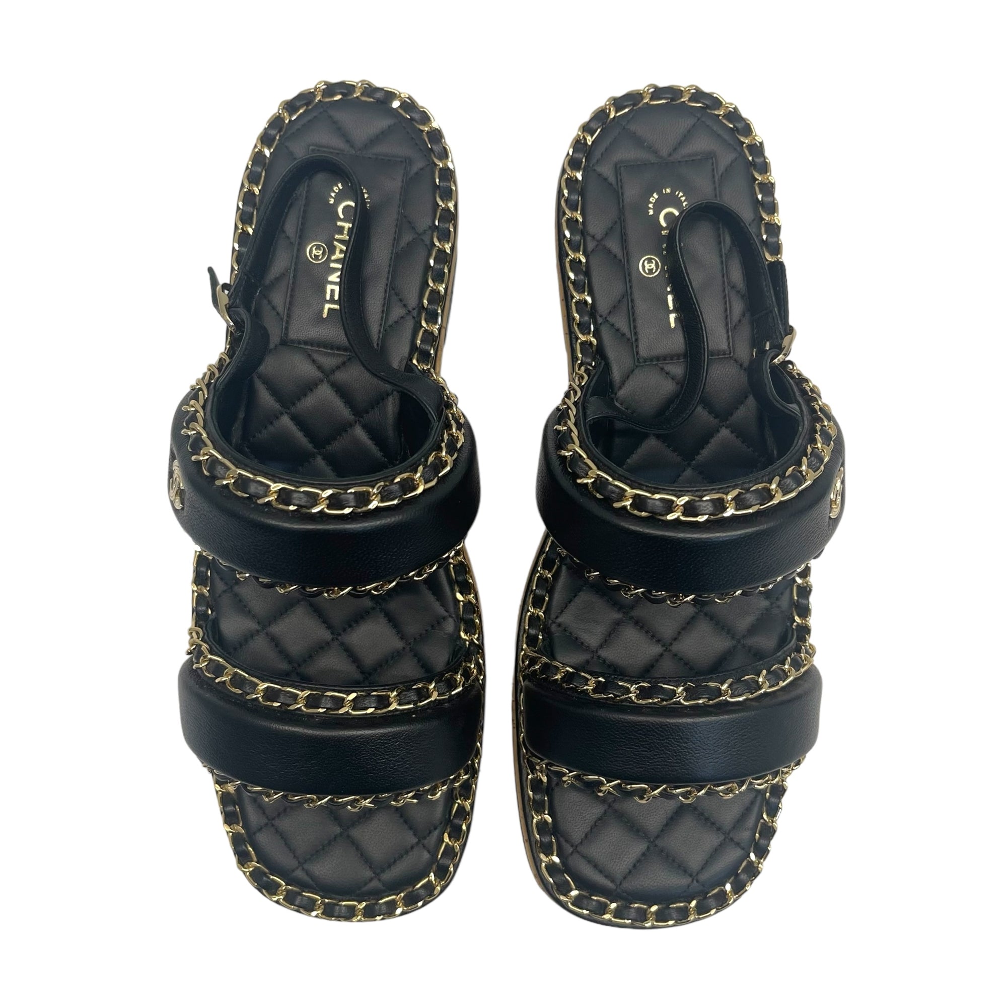 Chanel Black CC Chain Slides Sandal EU 41C