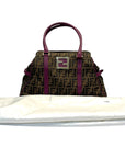 Fendi Tobacco/Purple Zucca Canvas and Suede Medium Chef De Jour Bag