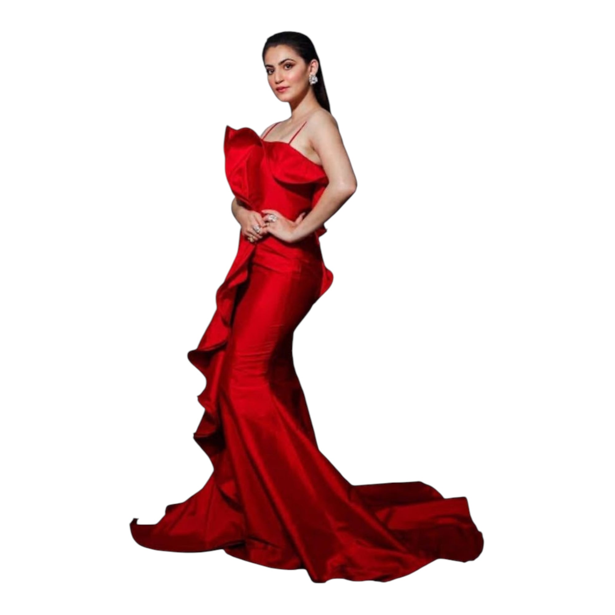 Ohaila Khan Red Ruffle Gown
