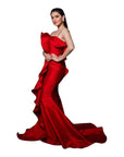 Ohaila Khan Red Ruffle Gown