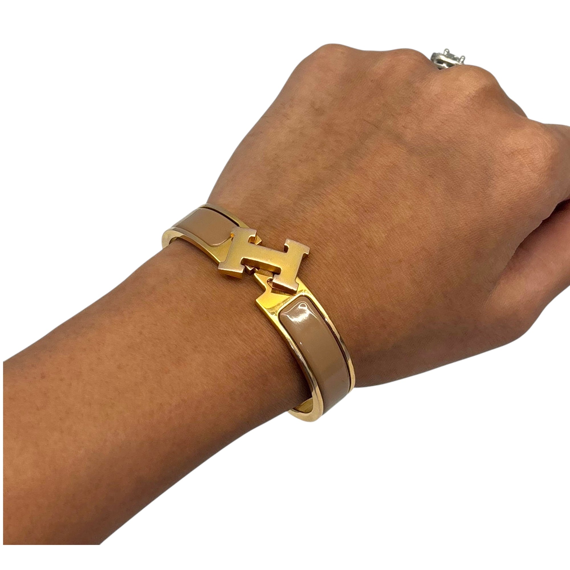 Hermes Clic Clac H Enamel Gold Plated Bracelet