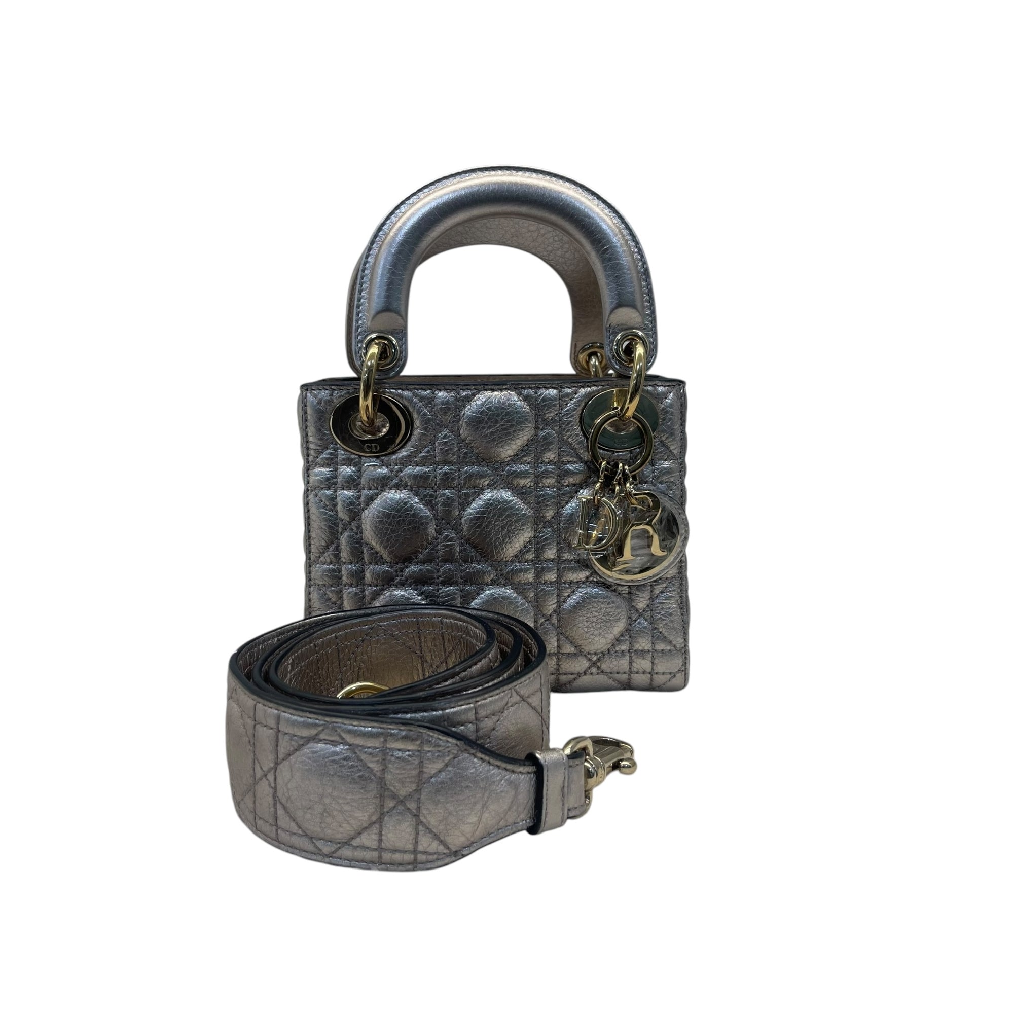 Christian Dior Mini Lady Dior Metallic Cannage Bag