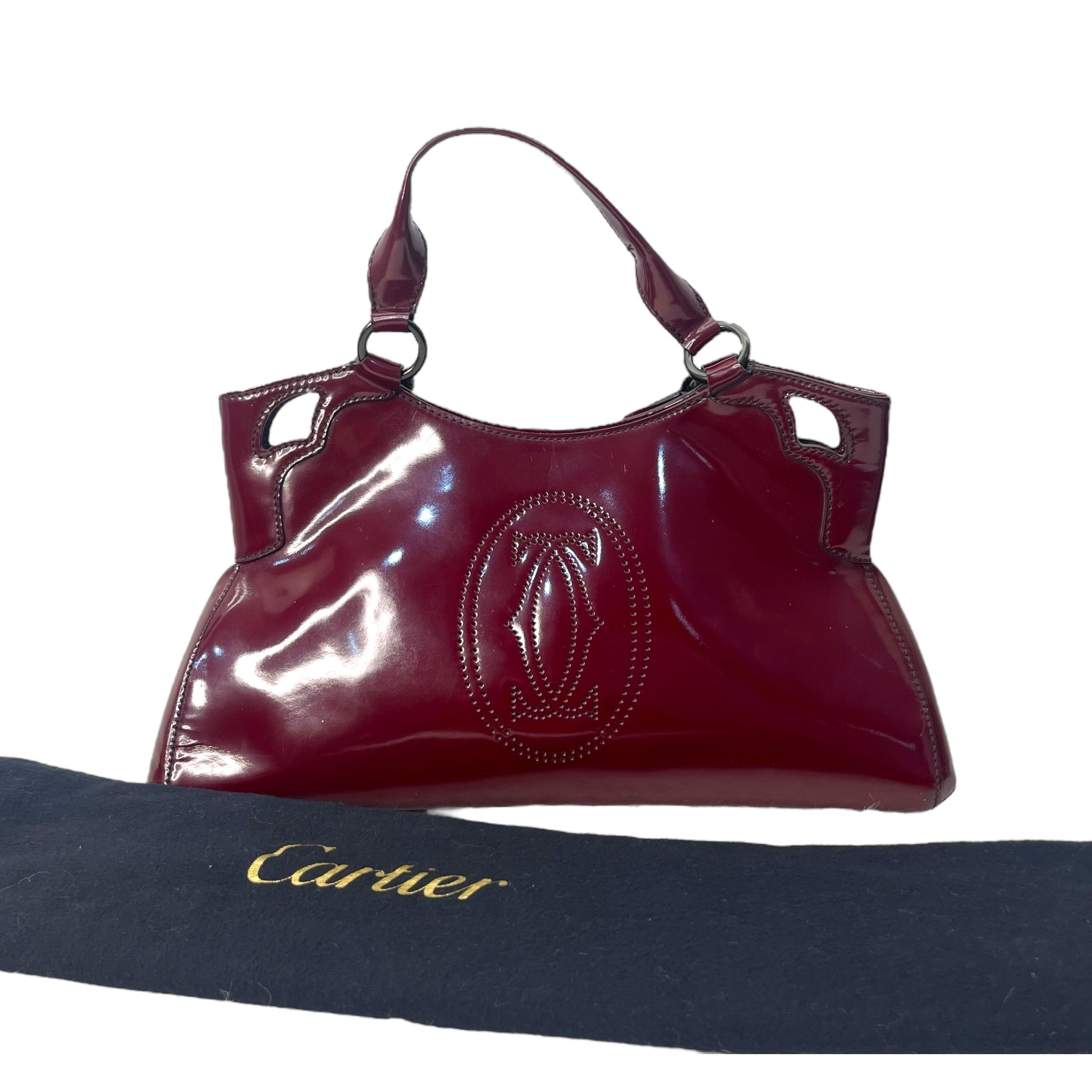 Cartier Dark Burgundy Patent Leather Small Marcello De Cartier Bag