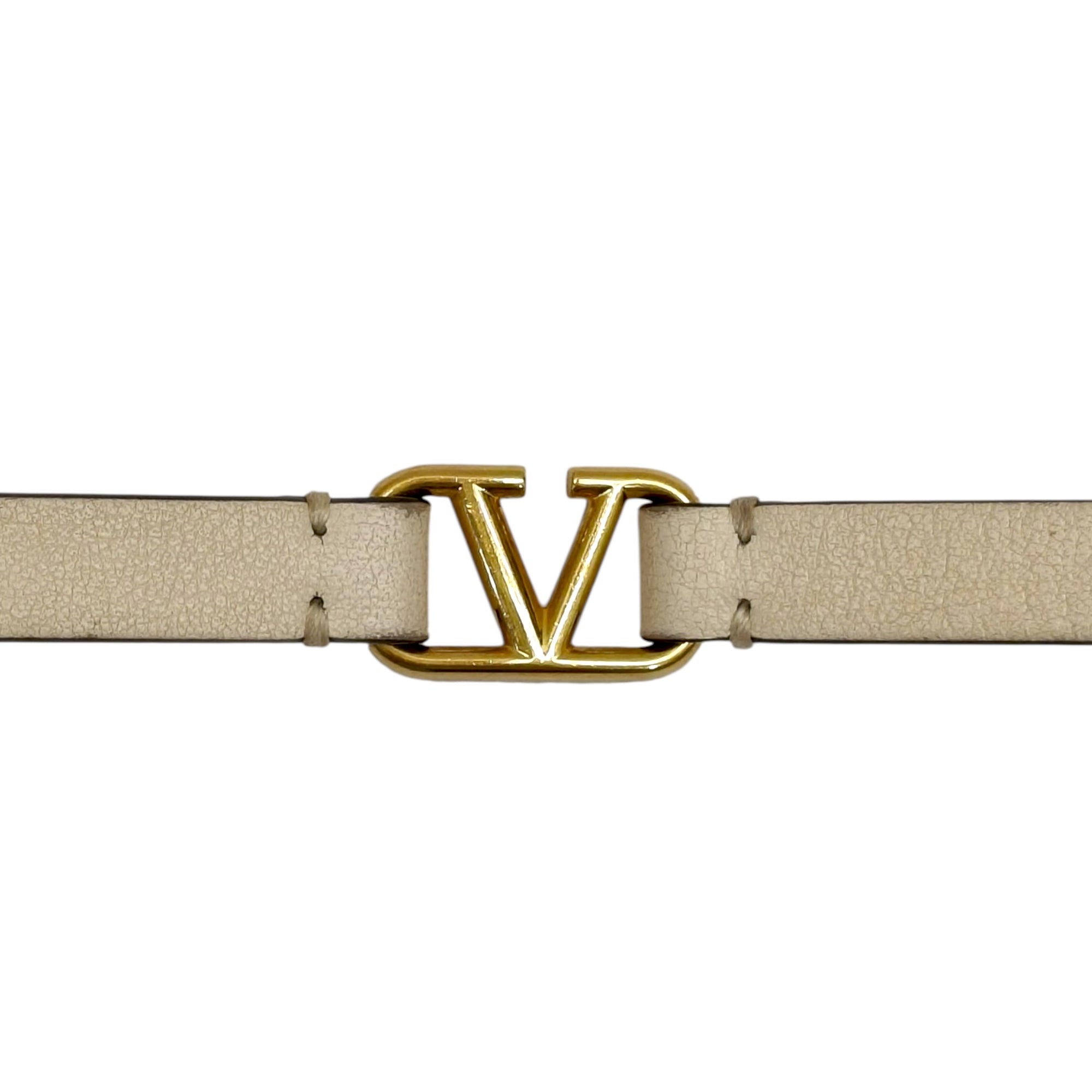 Valentino Vlogo Leather Gold Tone Bracelet