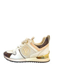 Louis Vuitton White/Brown Leather and Monogram Canvas Run Away Low Top Sneakers
