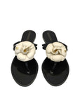 Chanel Cream/Black Jelly Camellia Thong Sandals EU 36