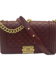 Chanel Boy Flap Red Bag Medium Calfskin Quilted