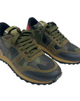 Valentino Multicolor Camo Print Leather and Suede Rockrunner Sneakers Size EU 35
