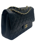Chanel Black Quilted Caviar Jumbo Classic Double Flap Bag