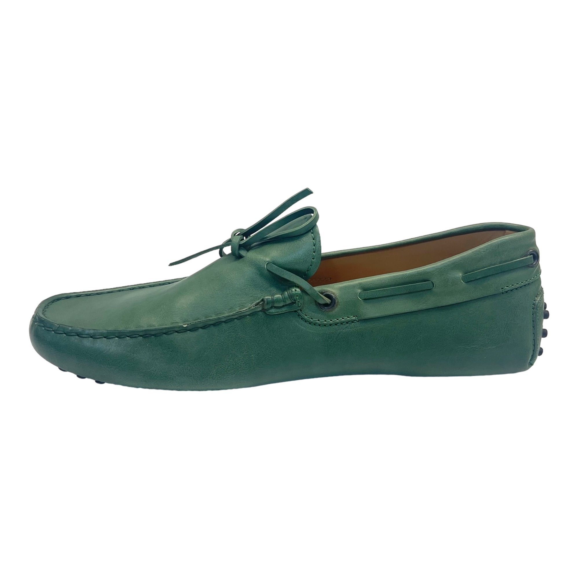 Tod's Green Leather Gommino Slip On Loafers Size EU 40