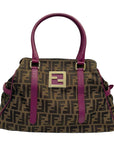 Fendi Tobacco/Purple Zucca Canvas and Suede Medium Chef De Jour Bag
