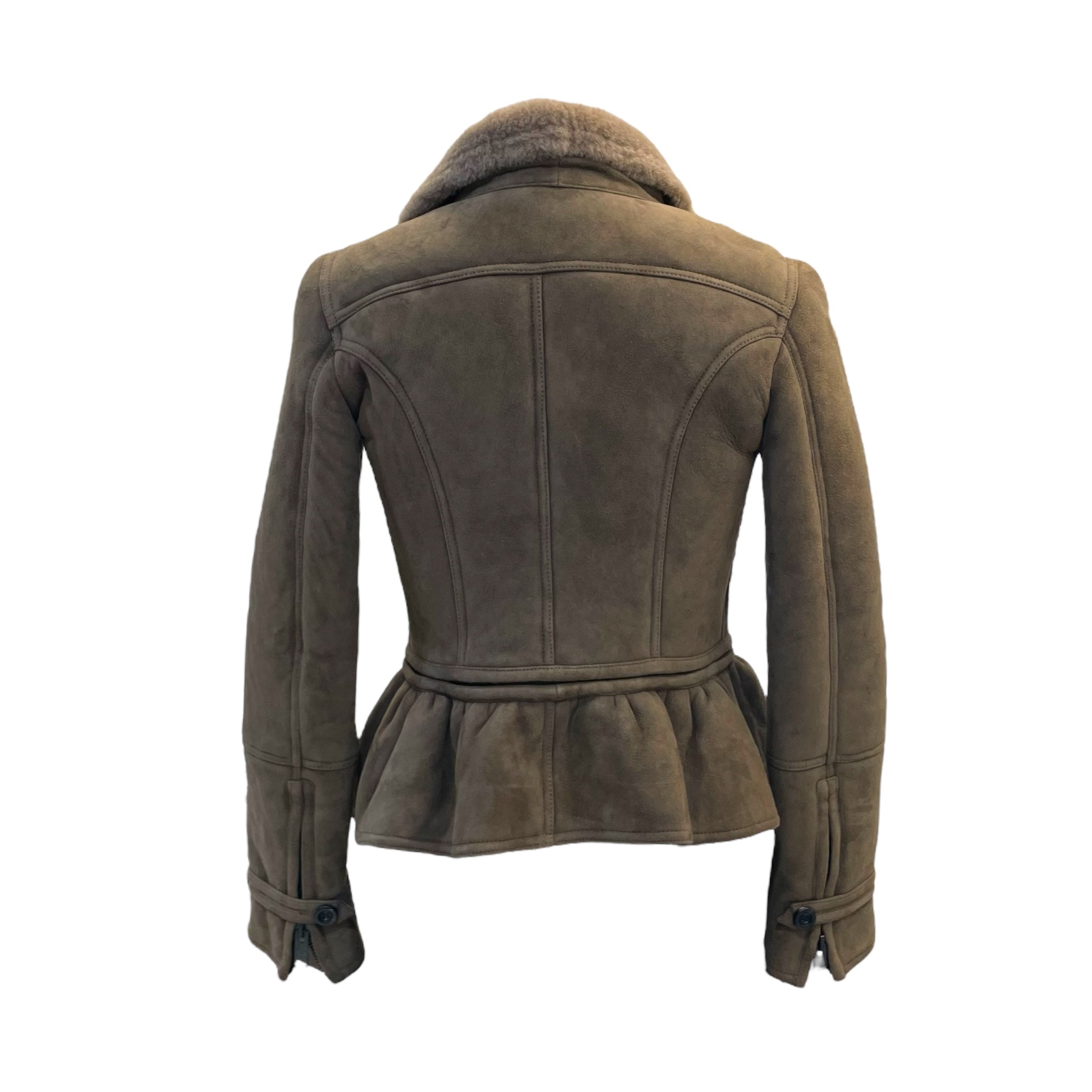 Burberry Prorsum Brown Suede Shearling Motorcycle Jacket