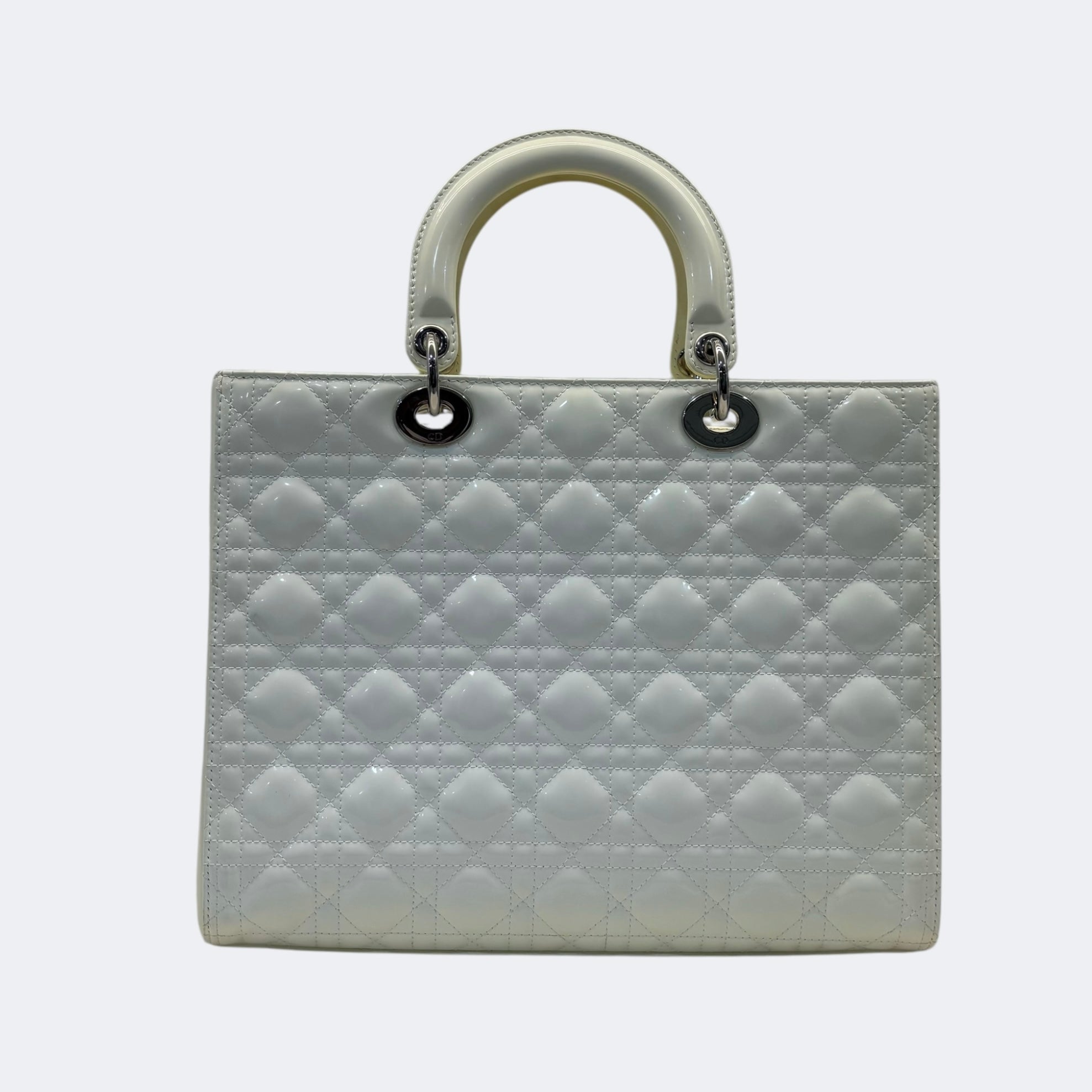 Dior White Cannage Leather Large Lady Dior Tote