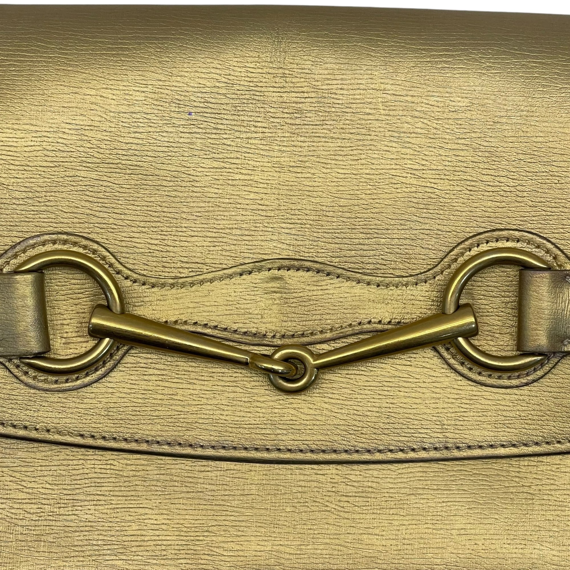 Gucci Gold Metallic Leather Horse Bit Clutch