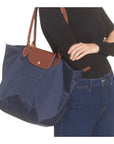 Longchamp Navy Foldable Large Tote Bag