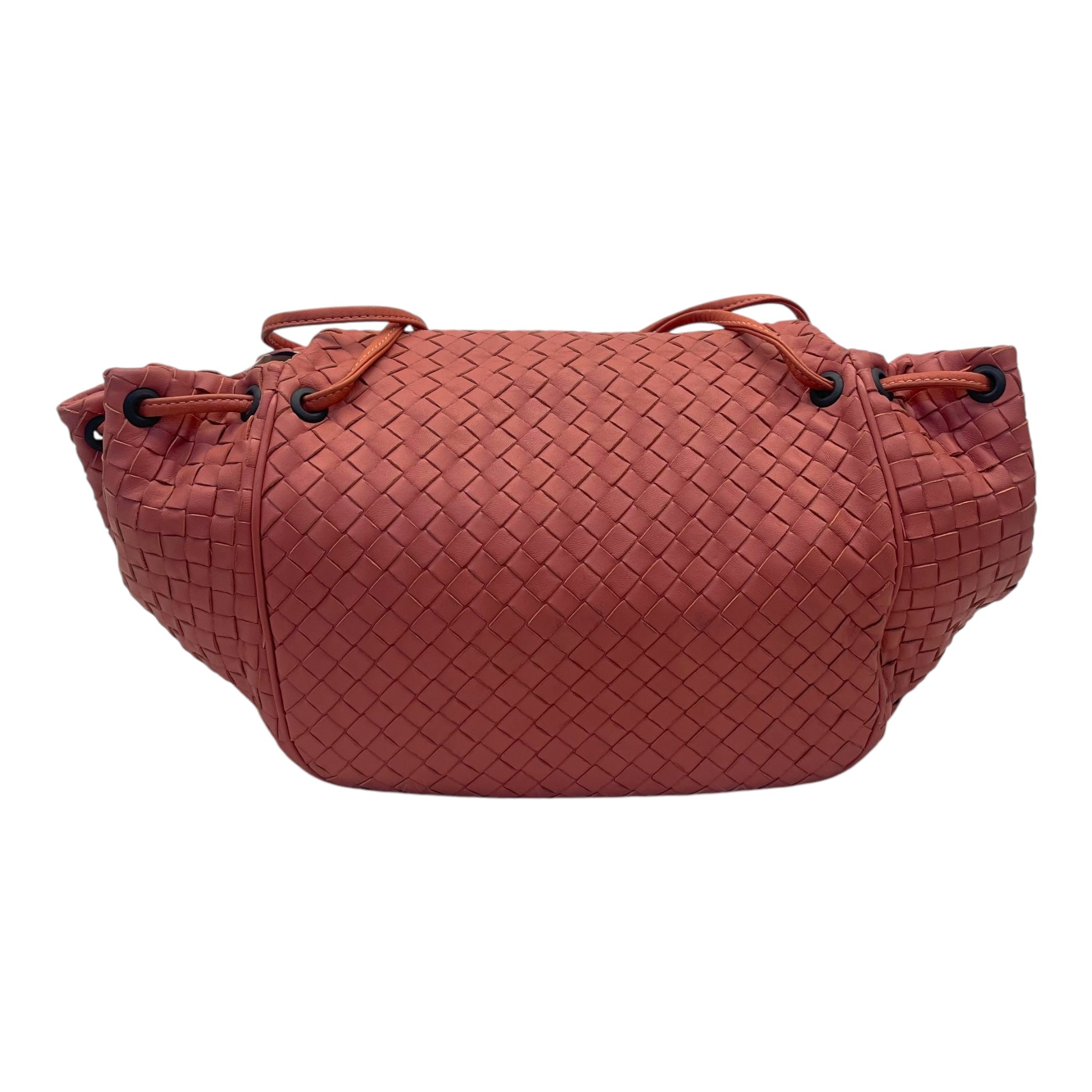 Bottega Veneta Cinnamon Brown Intrecciato Leather Drawstring Flap Crossbody Bag