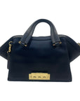 Zac Posen Black Leather Eartha Double Handle Satchel