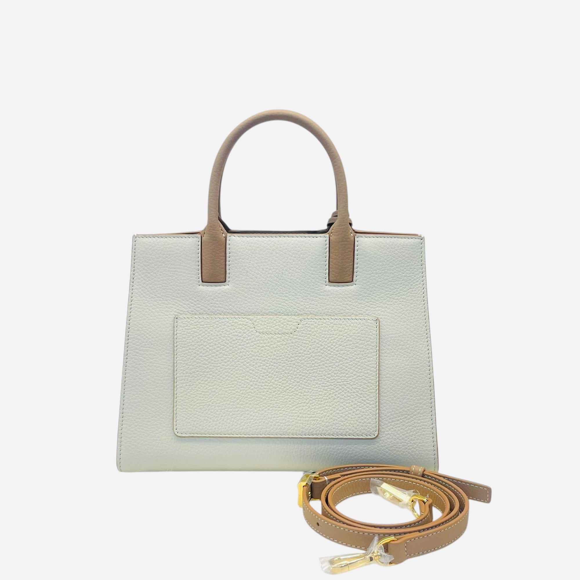 Burberry Ivory/Brown Leather and Canvas Mini Frances Tote Bag