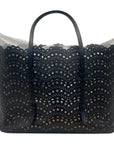 Alaia Black Leather Laser Cut Mina Tote Bag